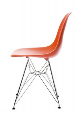 Eames Plastic Side Chair DSR Chair Vitra Chrome-Poppy red